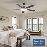 52" Sleek Ceiling Fan with Light, 3CCT Dimmable, Remote, Reversible, Quiet – Bedroom & Living Room - 8