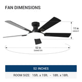 52'' Smart RGB Ceiling Fan with Light, Flush Mount, Reversible DC Motor, 3CCT Dimmable Light, 6 Speeds, Remote/APP/Alexa Control, Noiseless for Bedroom Living Room, Black - 3