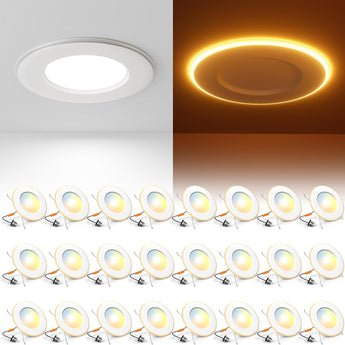 5/6 Inch LED Can Lights with Night Light, Retrofit Recessed Lighting Selectable 5CCT, 1100LM Downlight, Dimmable, ETL & FCC-9