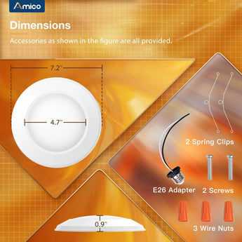 5/6 Inch LED Disk Lights with Night Light, Selectable CCT, 1050 Lumens-3
