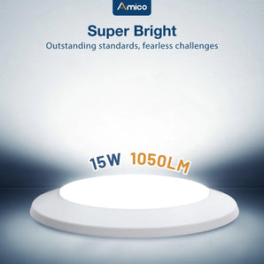 5/6 Inch LED Disk Lights，Flush Mount Ceiling Disc Light, Selectable CCT, 1100 Lumens - 2