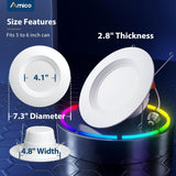 5/6 Inch Matter WiFi Smart Recessed Lights,6 Pack RGBCW 1100LM 12W=110W, APP/Voice Control Alexa Google, ETL IC ACK Certified - 2