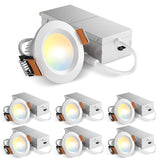 Amico 6 Pack 2 Inch 5CCT Ultra - Thin LED Canless Recessed Ceiling Light with Junction Box, 2700K/3000K/3500K/4000K/5000K Selectable, CRI90+, 6W=40W, 350LM, Dimmable Canless Wafer Downlight - ETL&FCC - 1