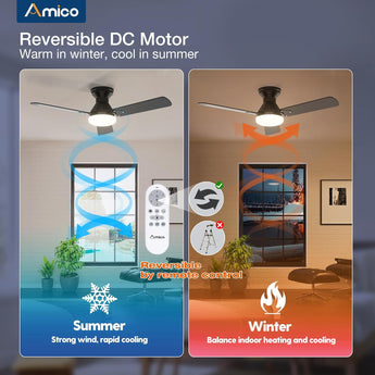 42" Low Profile Ceiling Fan with Light & Remote,2 Pack, Flush Mount, 3 - CCT Dimmable, Reversible–Indoor/Outdoo & Noiseless - 7