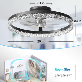 18" Low Profile Fandelier Ceiling Fan with Light & Remote, Flush Mount, 3 - CCT Dimmable, Modern LED Enclosed Fan - 5