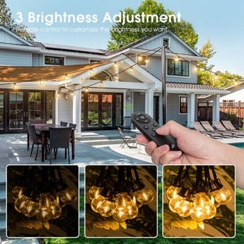 G40 Solar String Lights, LED Shatterproof Bulbs, Dimmable & Timable, 3 Lighting Modes - 5