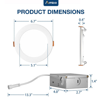 6 Inch Recessed LED Lighting, Slim Design, Selectable CCT, 1050 Lumens-3