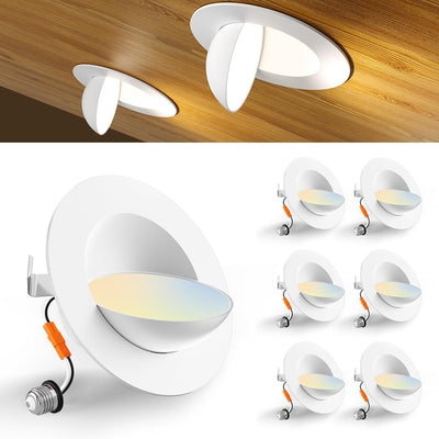 6 Inch Retrofit Eyeball Gimbal Can Lights, Slim Design, Selectable CCT,1200 Lumens - 1
