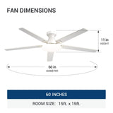 60" Flush Mount Ceiling Fan with Light, Remote, Low Profile, 3CCT Dimmable, Reversible, Quiet DC - 23