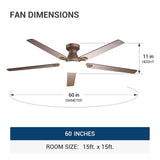 60" Flush Mount Ceiling Fan with Light, Remote, Low Profile, 3CCT Dimmable, Reversible, Quiet DC - 29