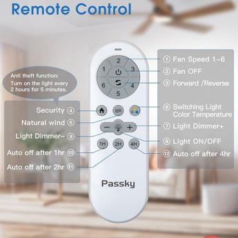 60 inch Ceiling Fans with Lights and Remote, Walnut Wood 5 Blades Ceiling Fan, Reversible, 3CCT, Dimmable, Noiseless, 6 Speeds Ceiling Fans for Bedroom Living Room Farmhouse Gazebo Patio - 6