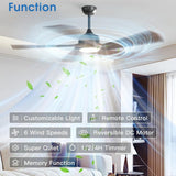 60 inch Ceiling Fans with Lights and Remote, Walnut Wood 5 Blades Ceiling Fan, Reversible, 3CCT, Dimmable, Noiseless, 6 Speeds Ceiling Fans for Bedroom Living Room Farmhouse Gazebo Patio - 5