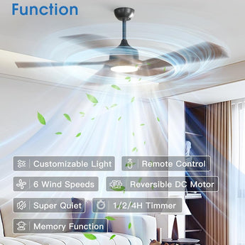 60 inch Ceiling Fans with Lights and Remote, Walnut Wood 5 Blades Ceiling Fan, Reversible, 3CCT, Dimmable, Noiseless, 6 Speeds Ceiling Fans for Bedroom Living Room Farmhouse Gazebo Patio - 5