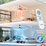 60 inch Ceiling Fans with Lights and Remote, Walnut Wood 5 Blades Ceiling Fan, Reversible, 3CCT, Dimmable, Noiseless, 6 Speeds Ceiling Fans for Bedroom Living Room Farmhouse Gazebo Patio - 3