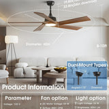 60 inch Ceiling Fans with Lights and Remote, Walnut Wood 5 Blades Ceiling Fan, Reversible, 3CCT, Dimmable, Noiseless, 6 Speeds Ceiling Fans for Bedroom Living Room Farmhouse Gazebo Patio - 9