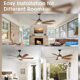 60 inch Ceiling Fans with Lights and Remote, Walnut Wood 5 Blades Ceiling Fan, Reversible, 3CCT, Dimmable, Noiseless, 6 Speeds Ceiling Fans for Bedroom Living Room Farmhouse Gazebo Patio - 7