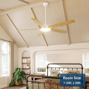 60 Inch Smart Ceiling Fan with Light, Wifi Alexa Remote Control Reversible 5 Blades 6 Speed 3CCT Dimmable Silent White Ceiling Fan for Bedroom Farmhouse - 2