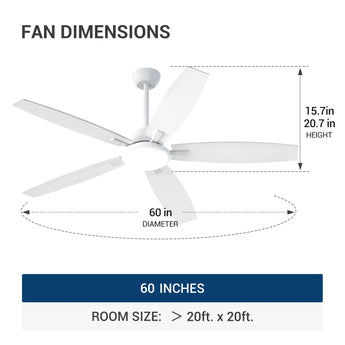 60 Inch Smart Ceiling Fan with Light, Wifi Alexa Remote Control Reversible 5 Blades 6 Speed 3CCT Dimmable Silent White Ceiling Fan for Bedroom Farmhouse - 3