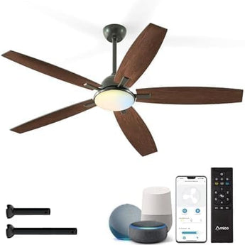 60 Inch Smart Ceiling Fan with Light, Wifi Alexa Remote Control Reversible 5 Blades 6 Speed 3CCT Dimmable Silent White Ceiling Fan for Bedroom Farmhouse - 10