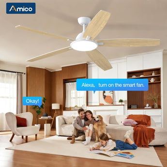 60 Inch Smart Ceiling Fan with Light, Wifi Alexa Remote Control Reversible 5 Blades 6 Speed 3CCT Dimmable Silent White Ceiling Fan for Bedroom Farmhouse - 7