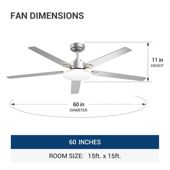 60" Sleek Ceiling Fan with Light, 3CCT Dimmable, Remote, Reversible, Quiet – Bedroom & Living Room - 23