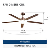 60" Sleek Ceiling Fan with Light, 3CCT Dimmable, Remote, Reversible, Quiet – Bedroom & Living Room - 29