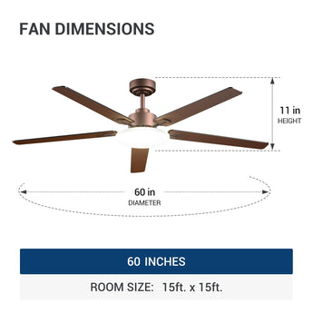 60" Sleek Ceiling Fan with Light, 3CCT Dimmable, Remote, Reversible, Quiet – Bedroom & Living Room - 29