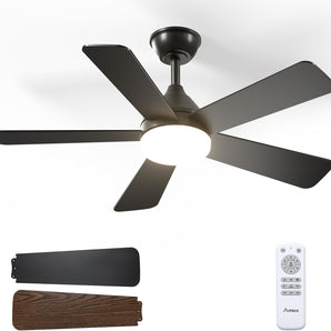 Ceiling Fans with Lights, 42 inch Ceiling Fan with Light and Remote Control, Reversible, 3CCT, Dimmable, Noiseless, Small Ceiling Fan for Bedroom, Farmhouse, Indoor/Outdoor Use - 1