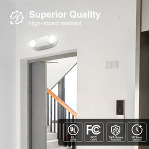 Emergency Lights for Business, with Battery Backup,Hard Wired, UL 924 Certified,AC 120/277V,Two Head Adjustable LED Emergency Lighting
