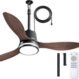 Amico 42 Inch IP65 Waterproof Outdoor Ceiling Fan with Light, 3CCT 6 Speeds Hanging Patio Fan with Remote Control, Plug in Design for Porch Pergola Garage Canopy, Black - 2