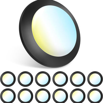 Amico 6 Inch LED Disk Lights, Dimmable Flush Mount Ceiling/Recessed Disc Light, 2700K - 6000K Selectable, 15W=110W, 1100LM, Low Profile Surface Mount Can Lights, ETL&FCC, Balck - 1