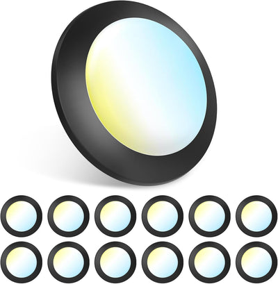 Amico 6 Inch LED Disk Lights, Dimmable Flush Mount Ceiling/Recessed Disc Light, 2700K - 6000K Selectable, 15W=110W, 1100LM, Low Profile Surface Mount Can Lights, ETL&FCC, Balck - 1