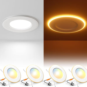 5/6 Inch LED Can Lights with Night Light, Retrofit Recessed Lighting Selectable 5CCT, 1100LM Downlight, Dimmable, ETL & FCC