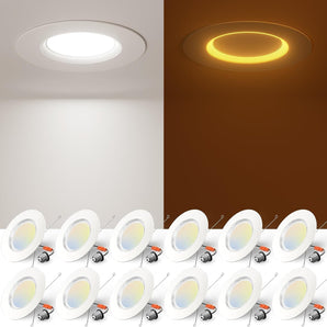 12 Pack 6 inch 5CCT LED Recessed Lighting with Night Light