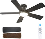42" Low Profile Ceiling Fan with Light & Remote, Flush Mount, 3CCT Dimmable, Reversible, Quiet - 1