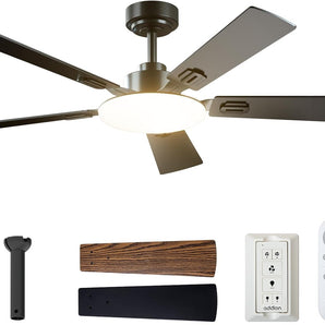 52" Black Ceiling Fan with Light & Remote, 3CCT Dimmable, Reversible, Quiet – Indoor/Outdoor - 1
