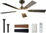 52" Black Ceiling Fan with Light & Remote, 3CCT Dimmable, Reversible, Quiet – Indoor/Outdoor - 1