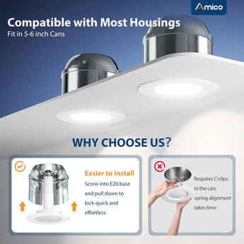 5/6 Inch LED Recessed Lighting, Dimmable, Adjustable Can Lights, Selectable CCT, 950 Lumens - 9