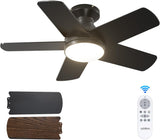 32" Low Profile Ceiling Fan with Light, 3CCT Dimmable, Remote, Flush Mount, Quiet – Indoor/Outdoor - 1