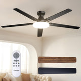 60" Flush Mount Ceiling Fan with Light, Remote, Low Profile, 3CCT Dimmable, Reversible, Quiet DC - 1