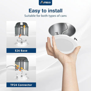 4/6 Inch 5CCT LED Recessed Lighting 24 Pack, 1000LM Ultra - Thin Flat LED Can Lights, Dimmable, IC Rated, 10W Eqv 110W, 2700K/3000K/4000K/5000K/6000K Selectable, Retrofit - ETL & FCC - 7