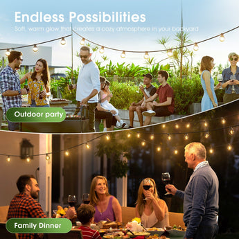 G40 Solar String Lights, LED Shatterproof Bulbs, Dimmable & Timable, 3 Lighting Modes - 4
