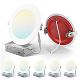 6 Inch Fire Rated LED Recessed Light, 2 Hour Rating, No Tenmat Needed, Canless Wafer, Selectable CCT, 1400 Lumens - 2