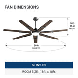 66 inch Ceiling Fans with Lights and Remote, 6 Speed Reversible DC Motor, 3CCT, Dimmable, Quiet, Timer Indoor/Outdoor - 19