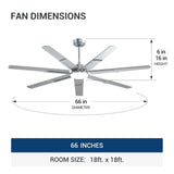 66 inch Ceiling Fans with Lights and Remote, 6 Speed Reversible DC Motor, 3CCT, Dimmable, Quiet, Timer Indoor/Outdoor - 25