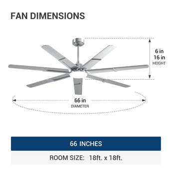 66 inch Ceiling Fans with Lights and Remote, 6 Speed Reversible DC Motor, 3CCT, Dimmable, Quiet, Timer Indoor/Outdoor - 25