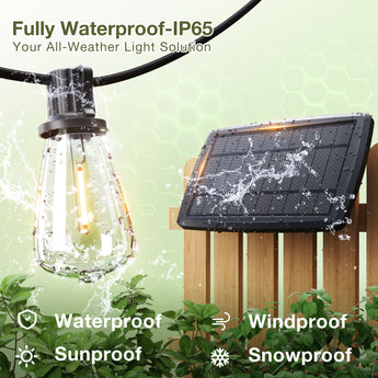 ST38 Solar String Lights, LED Shatterproof Bulbs, Suspended Standard Sockets, 3 Lighting Modes - 4