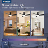 42" Low Profile Ceiling Fan with Light & Remote, Flush Mount, 3 - CCT Dimmable, Reversible & Noiseless, 4 Colors Available - 6