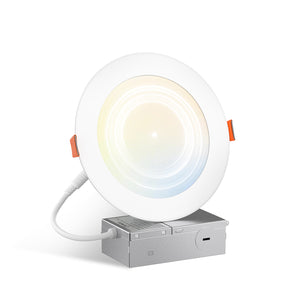6 Inch Recessed LED Lighting, Press-Down,Slim Design, Selectable CCT, 1050 Lumens