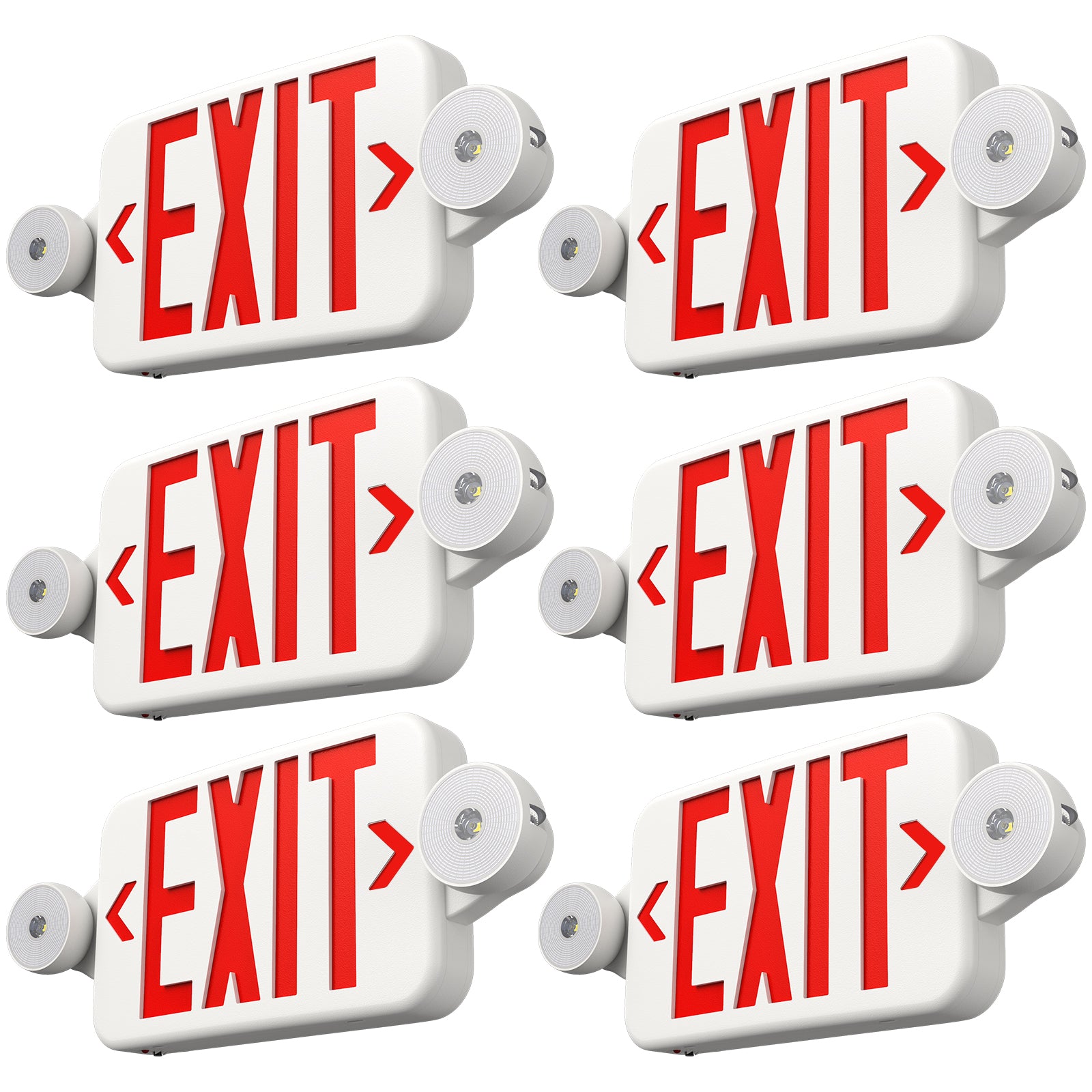 2/4/6/12 Pack Red/Green Led Exit Signs with Emergency Lights Combo Adjustable Two Heads, Battery Backup Exit Light, AC 120/277V